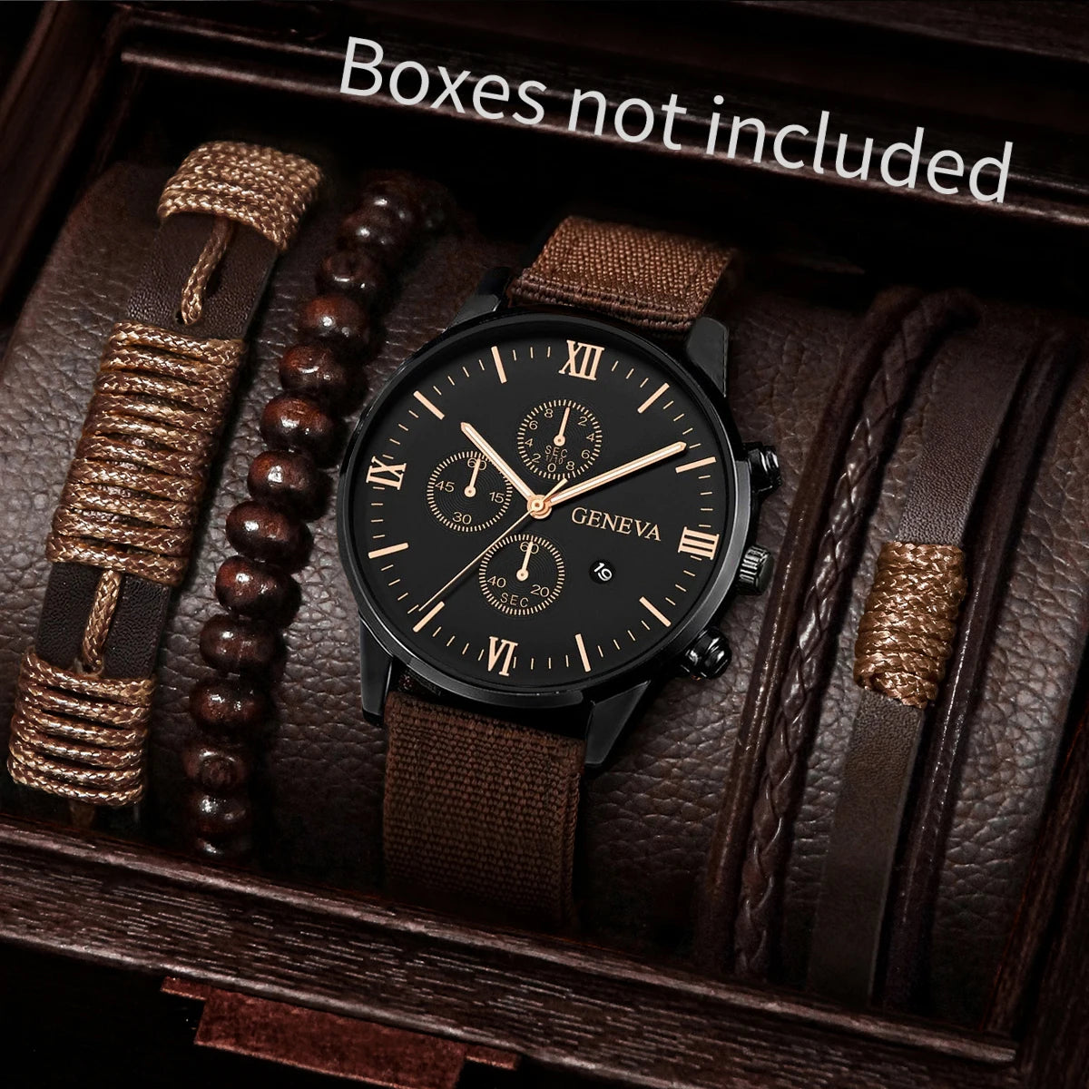 4/5PCS Fashion Men Watches Casual Male's Quartz Watch Bracelets Set Relogio Masculino Reloj Hombre(Without Box)