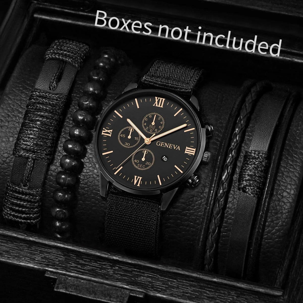 4/5PCS Fashion Men Watches Casual Male's Quartz Watch Bracelets Set Relogio Masculino Reloj Hombre(Without Box)