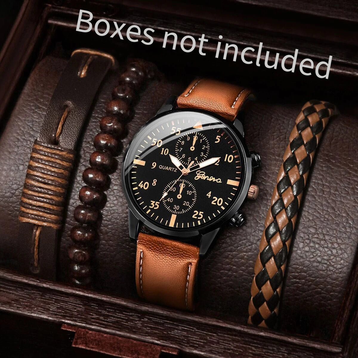 4/5PCS Fashion Men Watches Casual Male's Quartz Watch Bracelets Set Relogio Masculino Reloj Hombre(Without Box)