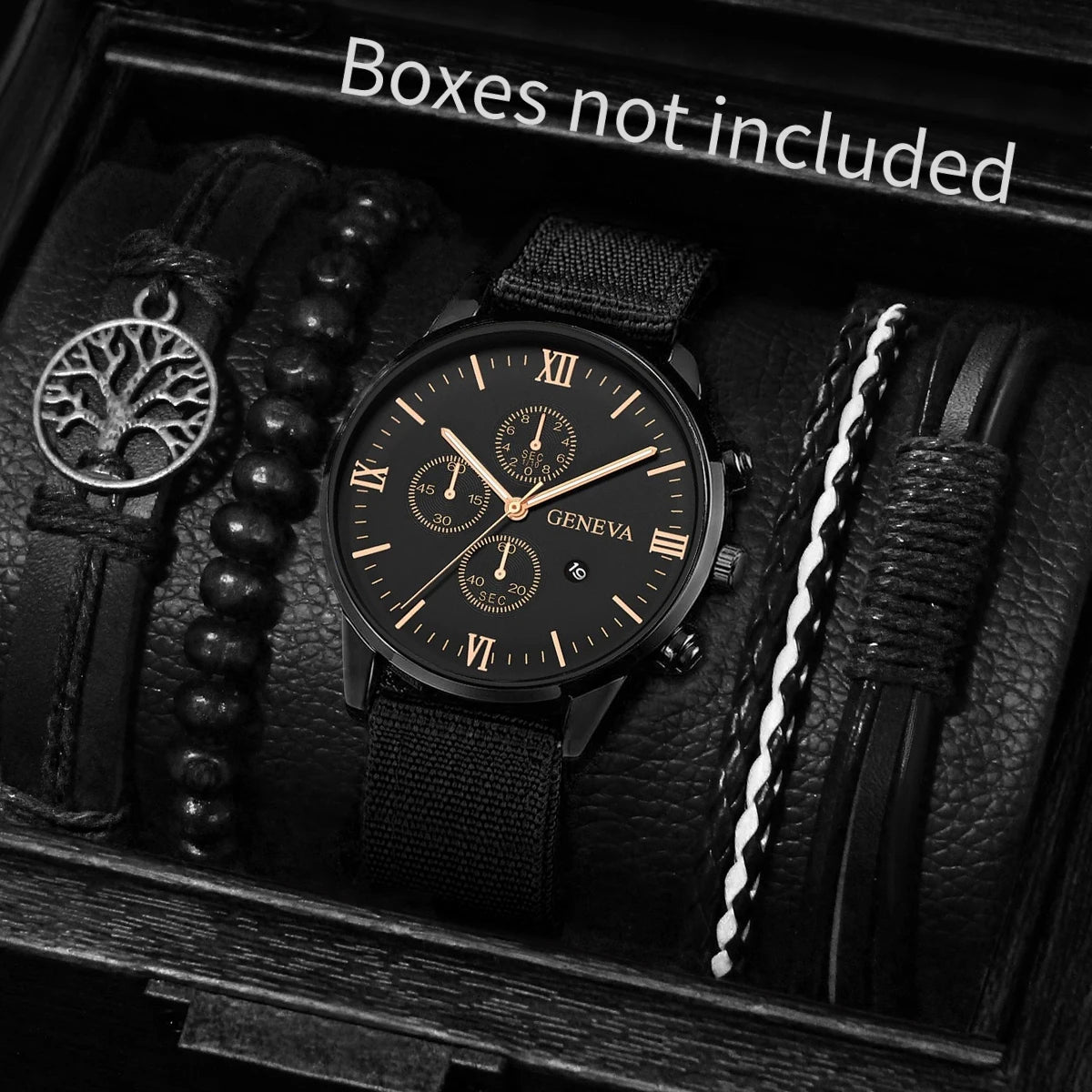 4/5PCS Fashion Men Watches Casual Male's Quartz Watch Bracelets Set Relogio Masculino Reloj Hombre(Without Box)