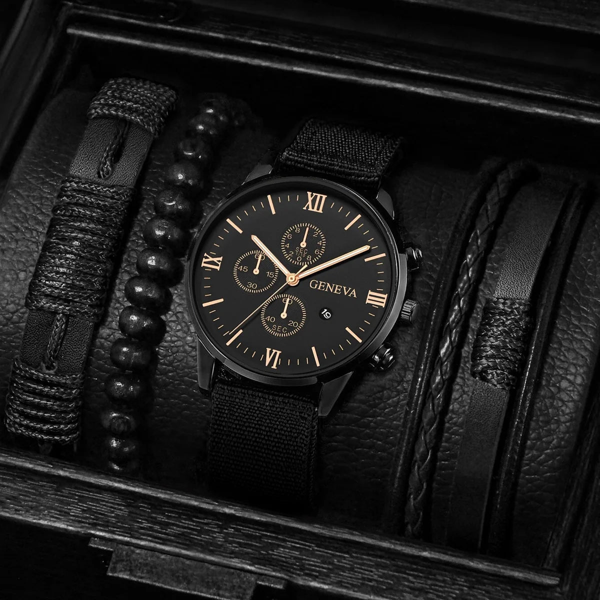 4/5PCS Fashion Men Watches Casual Male's Quartz Watch Bracelets Set Relogio Masculino Reloj Hombre(Without Box)
